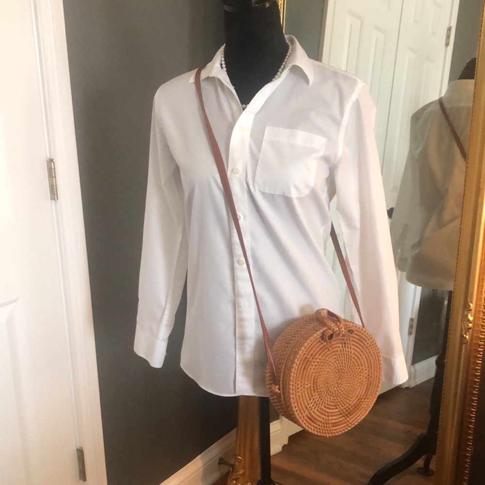Round Rattan Brown Strap Purse Boho Classic Beachy